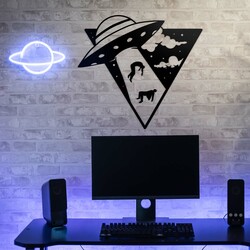 Wooden Sticker - UFO | Black