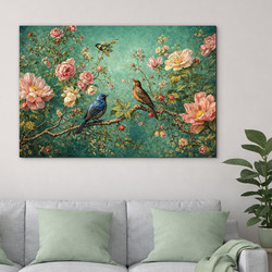 Vintage picture on wood - Garden full of life