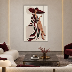 Tablou art deco a unei femei - Doamnă cu pălărie