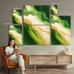 Drevený obraz na stenu abstrakt - Smaragdový tok | 90x136 cm