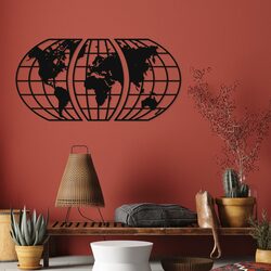 3-részes fa térkép a falra | Fekete