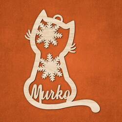 Drevená ozdoba s menom - Mačička