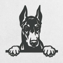 Decorațiune din lemn de perete - Câine Doberman | Gri antracit
