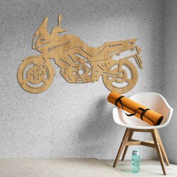 Wooden Motorcycle on the Wall - Suzuki V-Strom | Gold Craft Oak