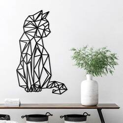 Geometric Wooden Wall Art - Cat | Black