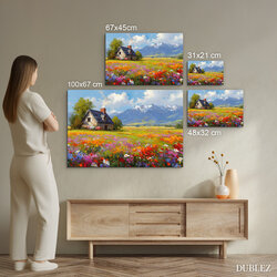 Country picture for the wall - Cottage by the meadow