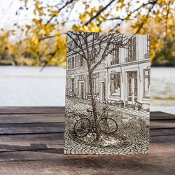 Engraved Decoration - Bicycle Under the Tree