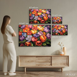 Tablou din lemn - Lalele colorate