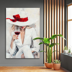 Fashion art obraz - Žena s vínom