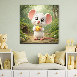 Drevený obraz pre deti - Myška so syrom