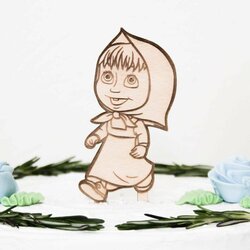 Drevená figúrka na tortu - Máša a medveď