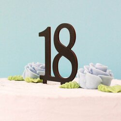 Drevený zápich do torty - číslo 18 | Čierna