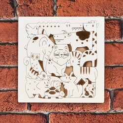 Drevené skladacie puzzle - Zvieratká džungle | Biela