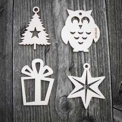Dekorácie na stromček - Set 4 druhy po 5 ks (20ks)  | Topoľová preglejka