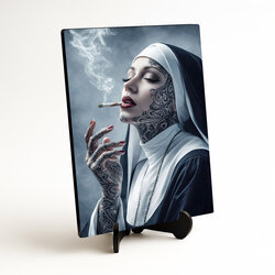 Moderný drevený obraz - Mníška rebelka