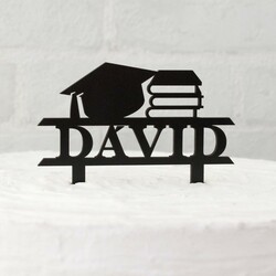 Zápich do torty k promóciám - s menom a titulom | Čierna