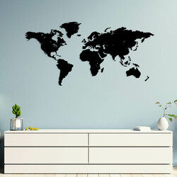 Wooden 3D World Map on the Wall | Black
