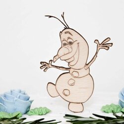Drevená ozdoba na tortu - Olaf z rozprávky Frozen