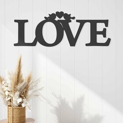 Wooden Wall Art - Sticker Love  | Anthracite Gray