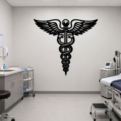 Drevený obraz do ambulancie - Caduceus | Čierna