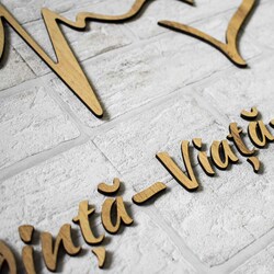 Autocolant de perete - Credință, Viață, Iubire | Stejar auriu