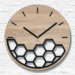  Drevené nástenné hodiny - Geometria plástov | Dub Sonoma