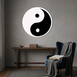 Drevený Jin Jang na stenu s 3D efektom