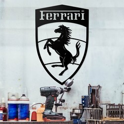 Drevený znak auta - Logo Ferrari | Čierna