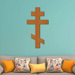 Wooden Orthodox Cross on the Wall | Cherry
