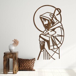 Modern Wall Art - Jesus - The Good Shepherd | Walnut