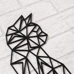 Geometric Wooden Wall Art - Cat | Black