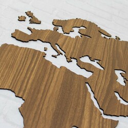 Wooden 3D World Map on the Wall | Walnut