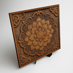 Drevený obraz na stenu - Orientálny kvet v mandale