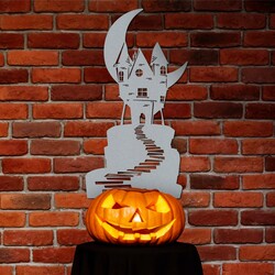 Wooden Halloween Decoration - Haunted House | Silver
