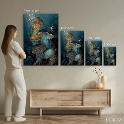 Golden blue painting - Jellyfish