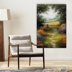 Drevený obraz v štýle olejomaľby - Lúčna cesta