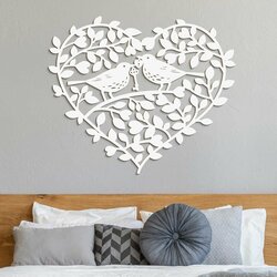 Wooden Wall Sticker - 2 Birds | White
