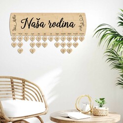 Drevený rodinný kalendár - Naša rodina | Javor