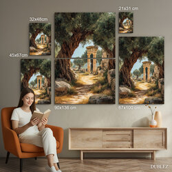 Obraz na dreve - Olivová cesta k ruinám | 90x136 cm