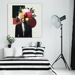 Modern Wall Art for Bedroom - Woman with Flowers