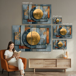 Drevený obraz - Industriálna abstraktná sféra