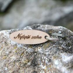 Dárek pro sestru - Dřevěná klíčenka