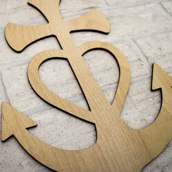 Wooden Wall Art of 3 Symbols - Heart, Anchor, Cross | Maple