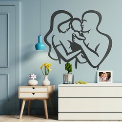 Wooden Wall Art - Family | Anthracite Gray