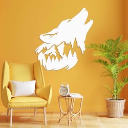 Wooden Sticker - Lone Wolf | White