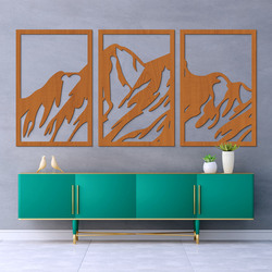 Vícedílný dřevěný obraz na zeď - Hory | Třešeň