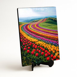 Wooden picture - Tulip field