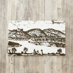 3D drevený gravírovaný obraz - historická Bratislava 16. storočia