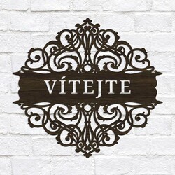 Dřevěná ozdoba na dveře s nápisem Vítejte | Wenge