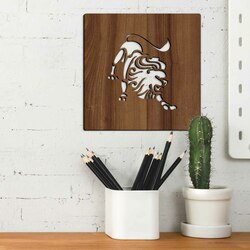 Wall Art above the Bed - Leo Zodiac Sign | Walnut